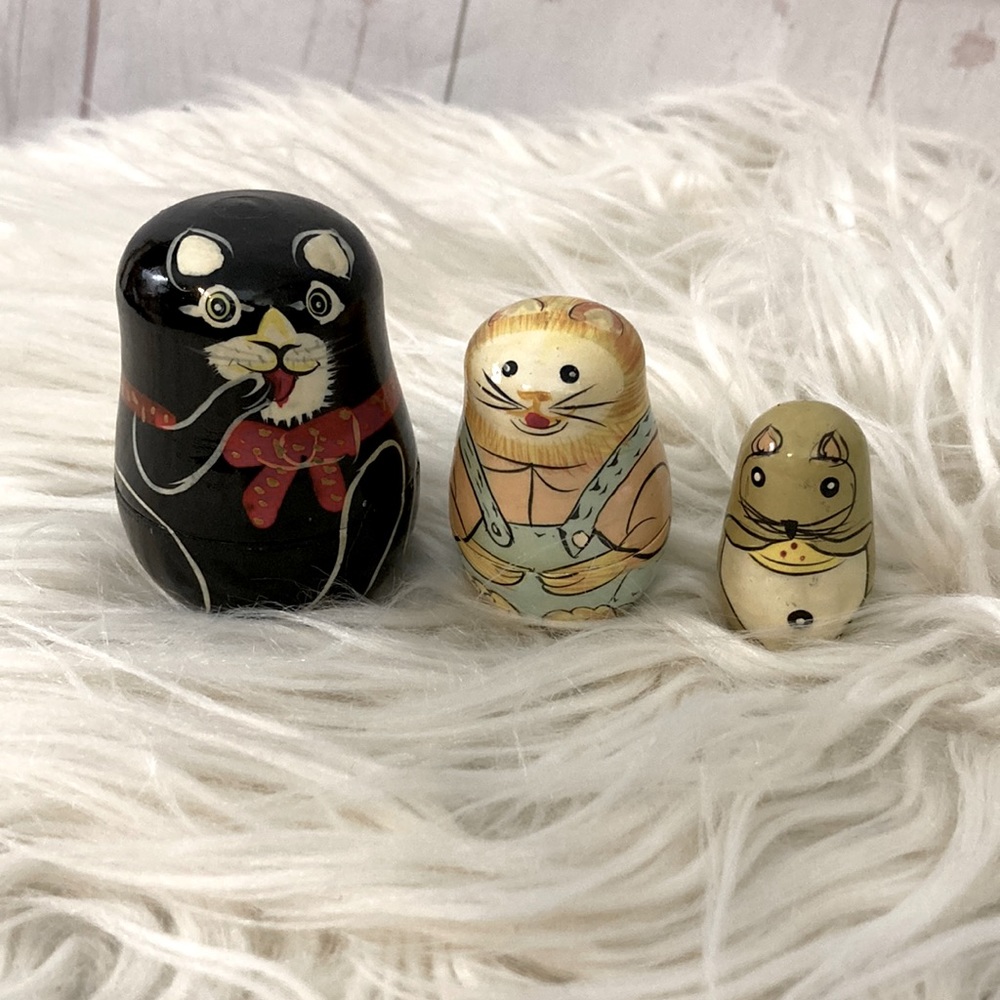 Vintage Cat Matryoshka Nesting Dolls 🪆 incomplete set
